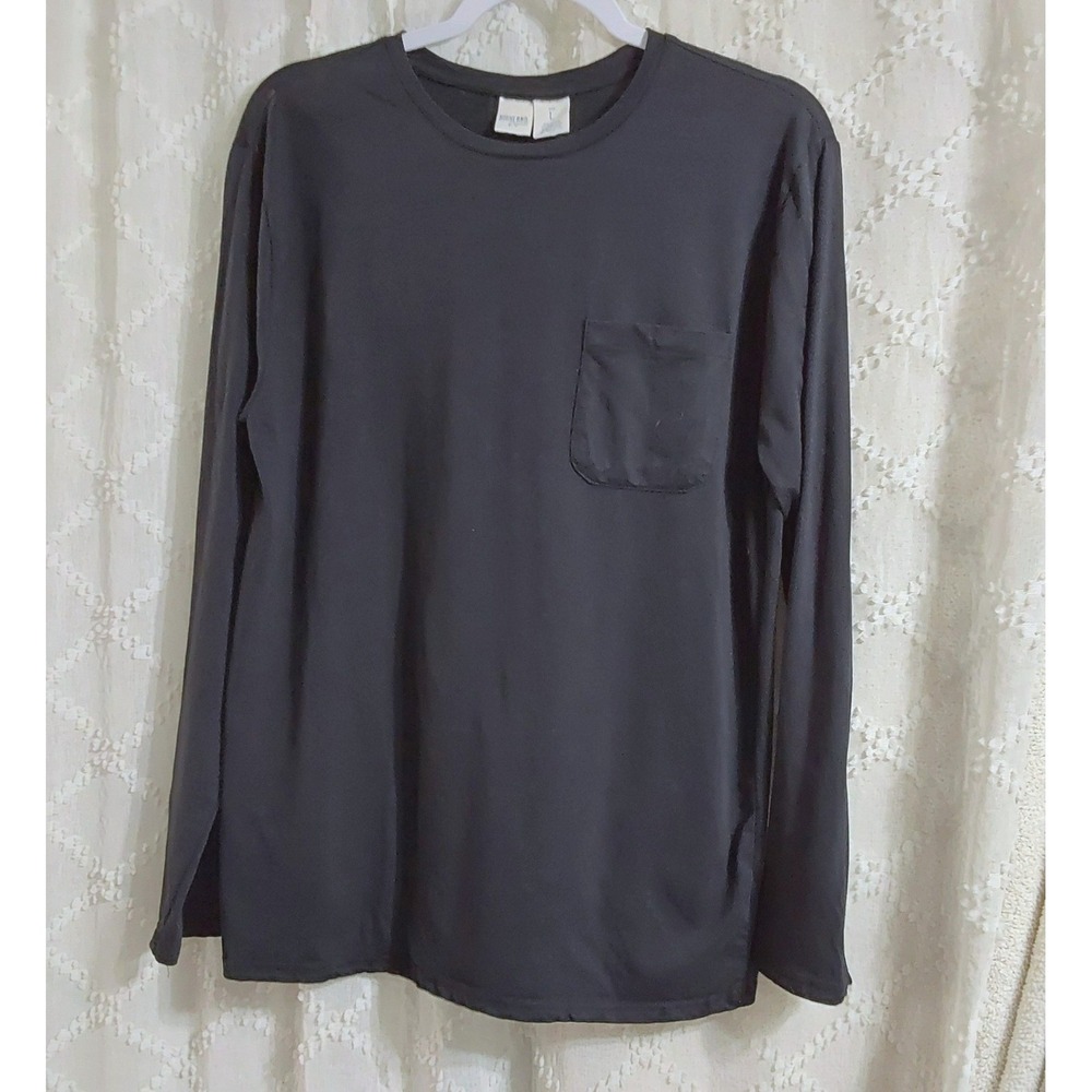Highland Originals Mens Large Black Long Sleeve Pocket Tee Crewneck Shirt